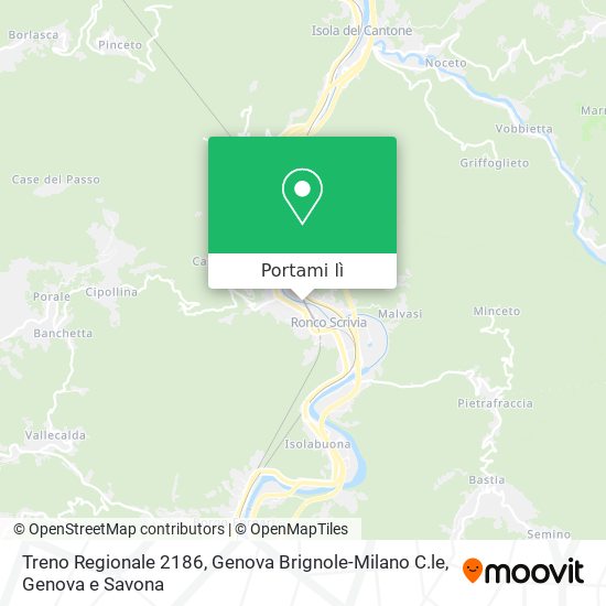 Mappa Treno Regionale 2186, Genova Brignole-Milano C.le