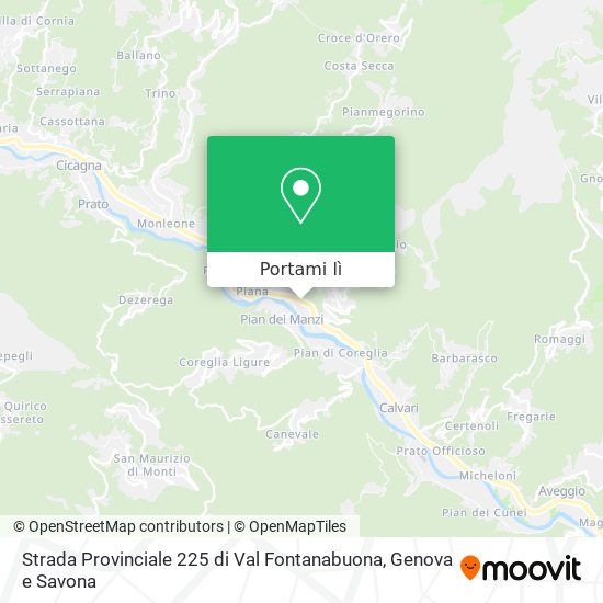 Mappa Strada Provinciale 225 di Val Fontanabuona
