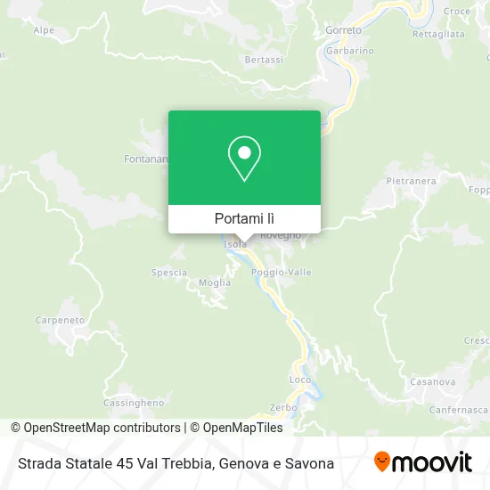 Mappa Strada Statale 45 Val Trebbia