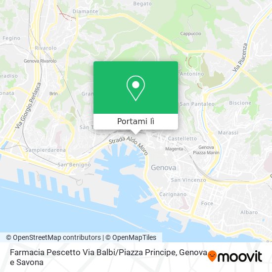 Mappa Farmacia Pescetto Via Balbi / Piazza Principe