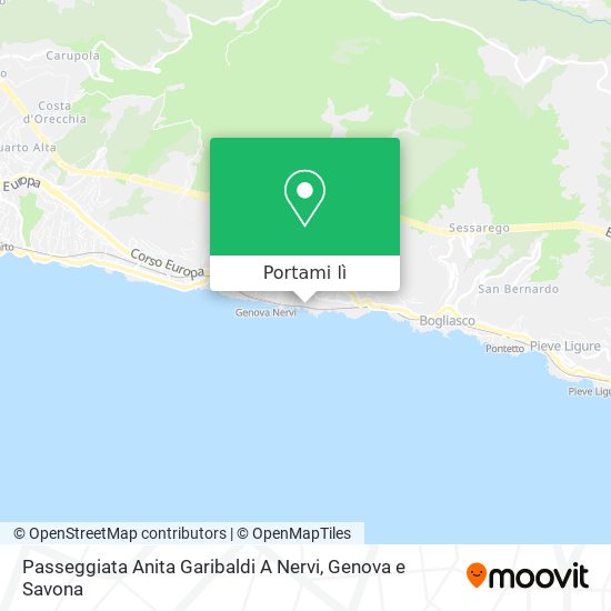 Mappa Passeggiata Anita Garibaldi A Nervi