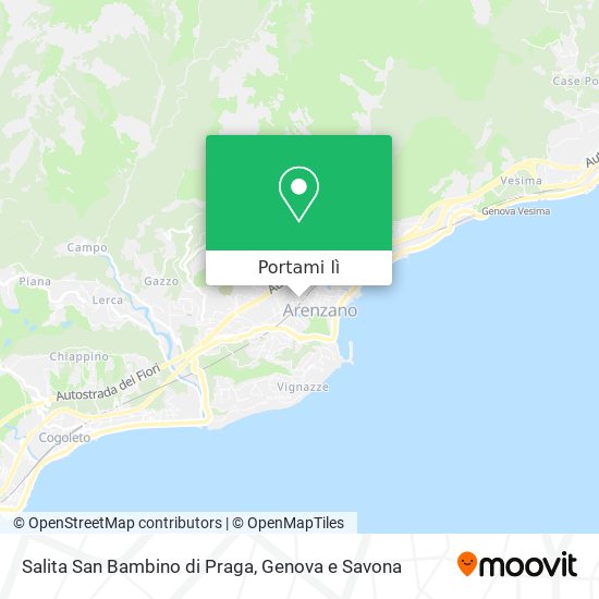 Mappa Salita San Bambino di Praga