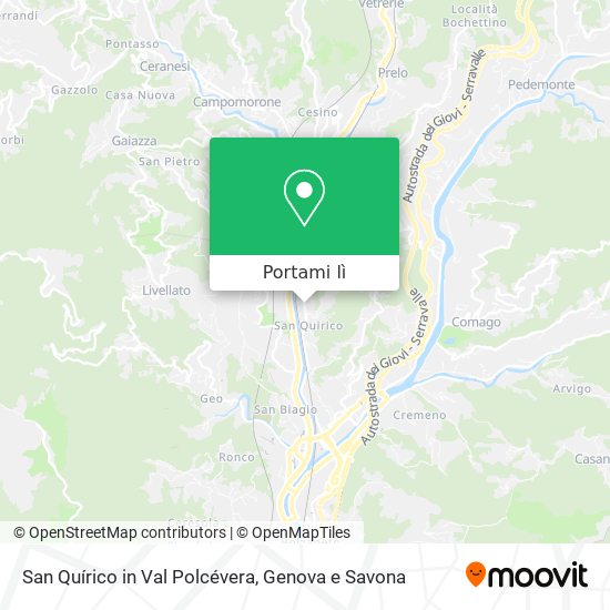 Mappa San Quírico in Val Polcévera