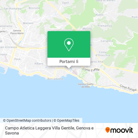 Mappa Campo Atletica Leggera Villa Gentile