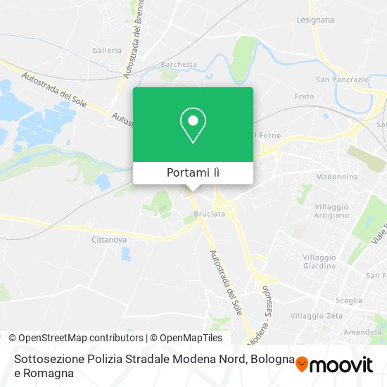 Mappa Sottosezione Polizia Stradale Modena Nord