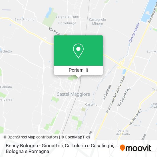 Mappa Benny Bologna - Giocattoli, Cartoleria e Casalinghi