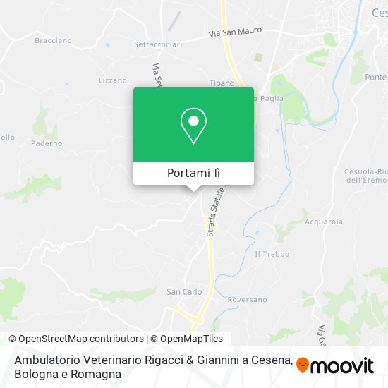 Mappa Ambulatorio Veterinario Rigacci & Giannini a Cesena