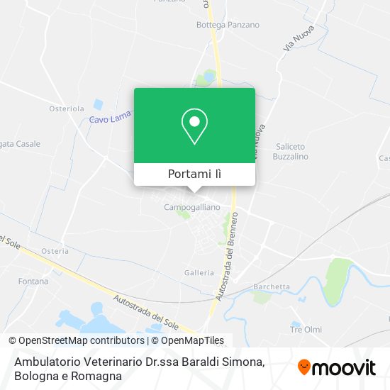 Mappa Ambulatorio Veterinario Dr.ssa Baraldi Simona