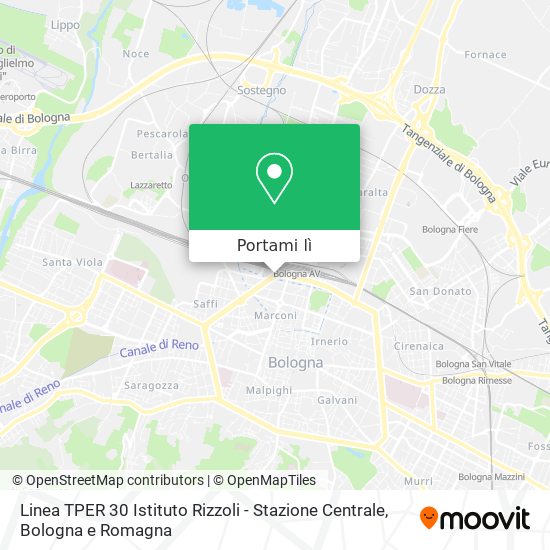 Mappa Linea TPER 30 Istituto Rizzoli - Stazione Centrale
