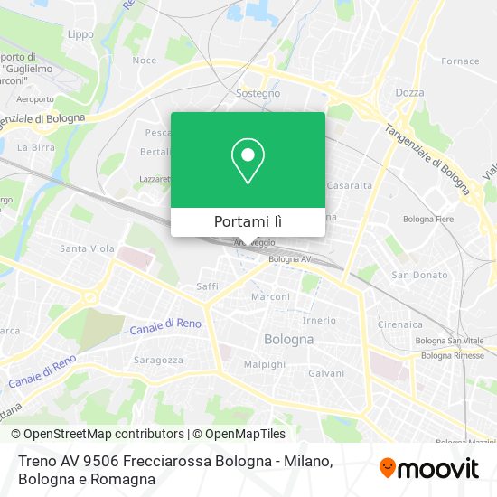 Mappa Treno AV 9506 Frecciarossa Bologna - Milano