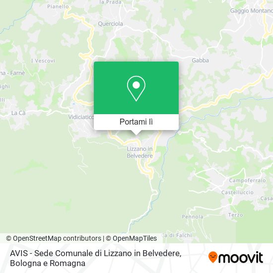 Mappa AVIS - Sede Comunale di Lizzano in Belvedere