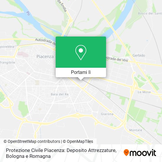 Mappa Protezione Civile Piacenza: Deposito Attrezzature