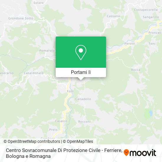 Mappa Centro Sovracomunale Di Protezione Civile - Ferriere