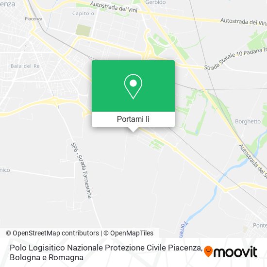 Mappa Polo Logisitico Nazionale Protezione Civile Piacenza