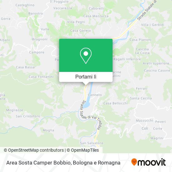 Mappa Area Sosta Camper Bobbio