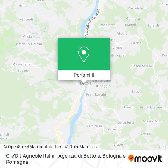 Mappa Cre'Dit Agricole Italia - Agenzia di Bettola