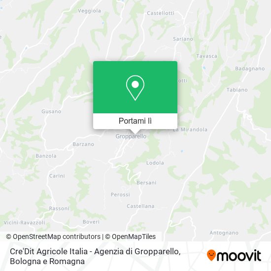 Mappa Cre'Dit Agricole Italia - Agenzia di Gropparello