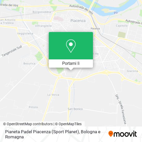 Mappa Pianeta Padel Piacenza (Sport Planet)