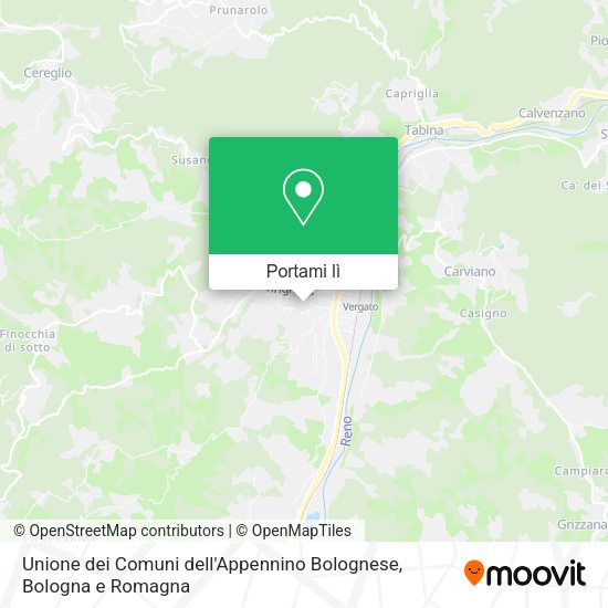 Mappa Unione dei Comuni dell'Appennino Bolognese