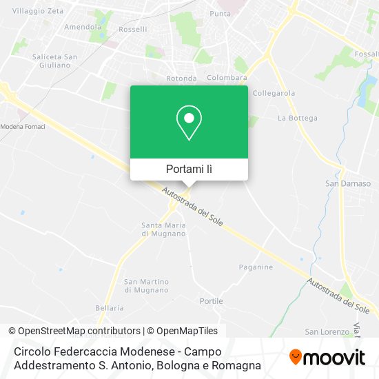 Mappa Circolo Federcaccia Modenese - Campo Addestramento S. Antonio