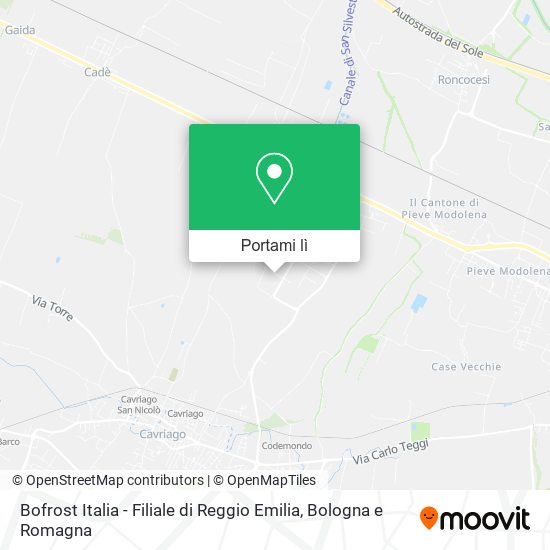 Mappa Bofrost Italia - Filiale di Reggio Emilia