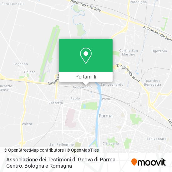 Mappa Associazione dei Testimoni di Geova di Parma Centro