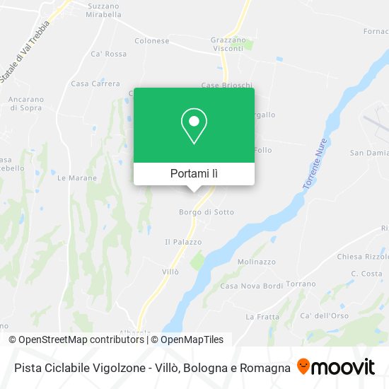 Mappa Pista Ciclabile Vigolzone - Villò