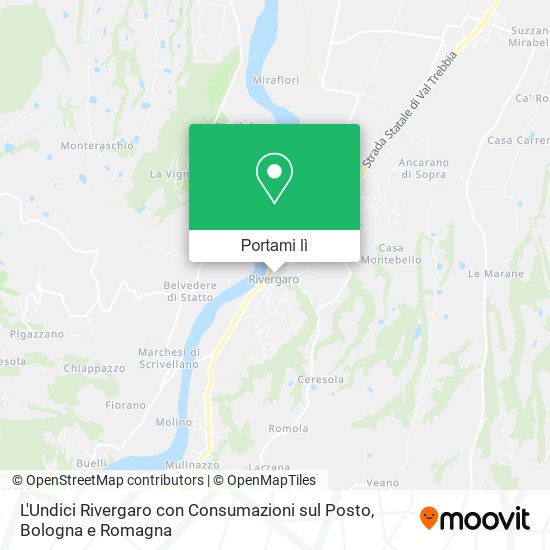 Mappa L'Undici Rivergaro con Consumazioni sul Posto