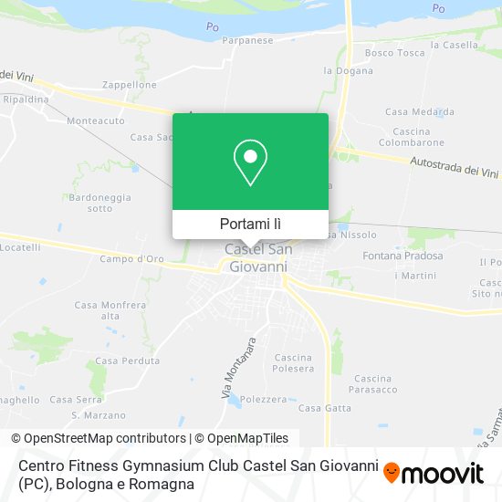 Mappa Centro Fitness Gymnasium Club Castel San Giovanni (PC)
