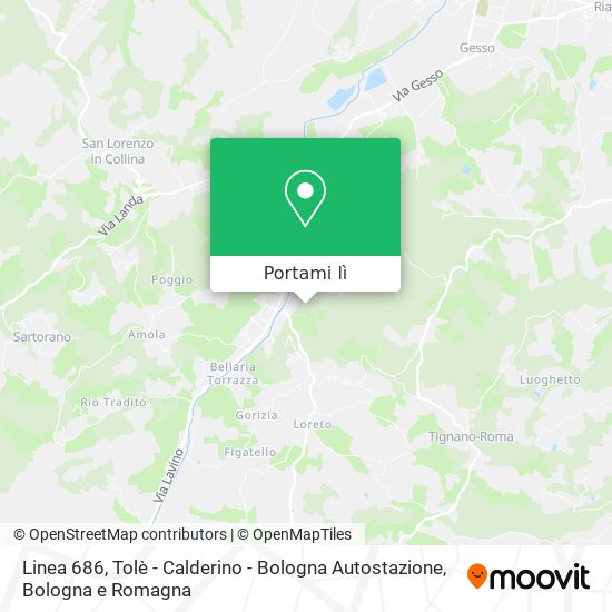 Mappa Linea 686, Tolè - Calderino - Bologna Autostazione