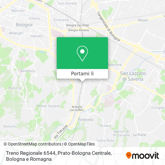 Mappa Treno Regionale 6544, Prato-Bologna Centrale