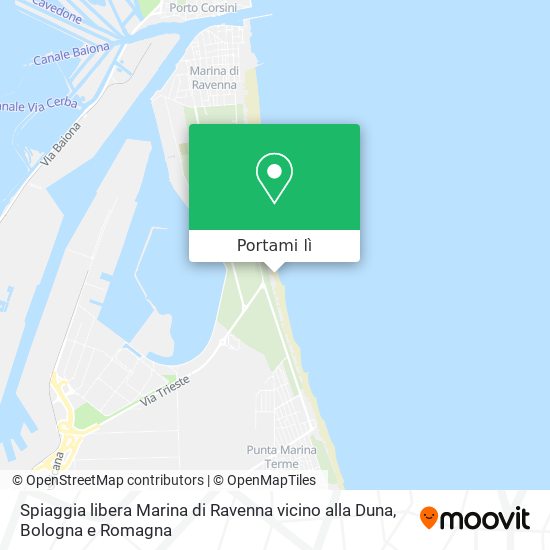 Mappa Spiaggia libera Marina di Ravenna vicino alla Duna