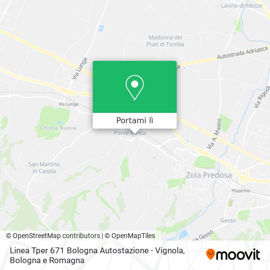 Mappa Linea Tper 671 Bologna Autostazione - Vignola