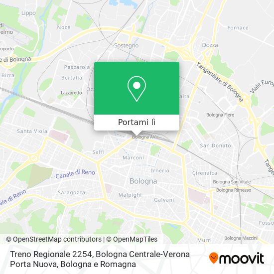 Mappa Treno Regionale 2254, Bologna Centrale-Verona Porta Nuova