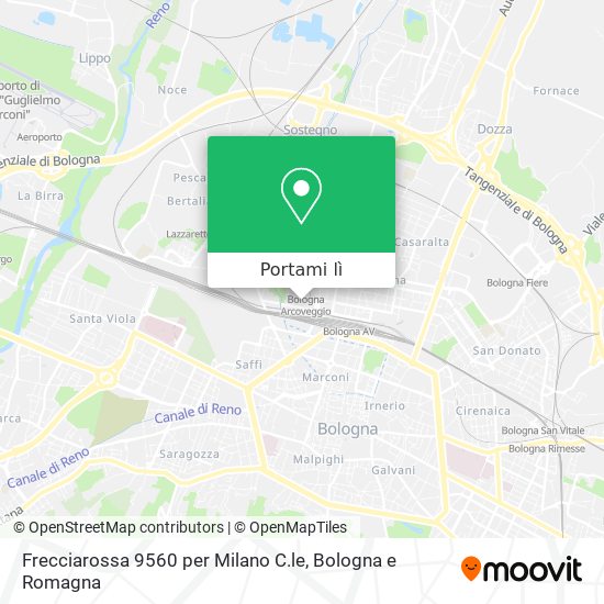 Mappa Frecciarossa 9560 per Milano C.le
