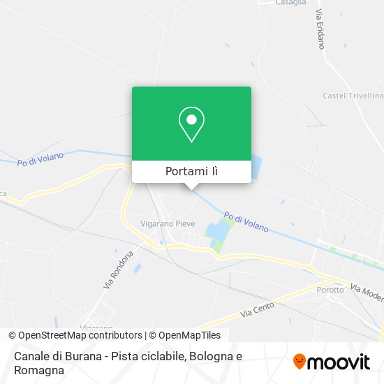 Mappa Canale di Burana - Pista ciclabile