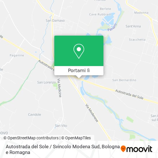 Mappa Autostrada del Sole / Svincolo Modena Sud