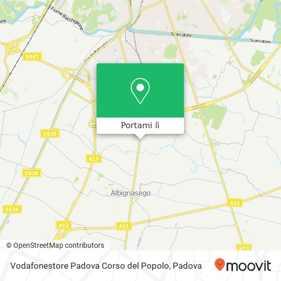 Mappa Vodafonestore Padova Corso del Popolo