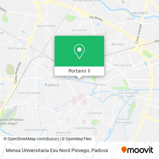 Mappa Mensa Universitaria Esu Nord Piovego