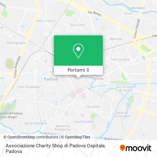 Mappa Associazione Charity Shop di Padova Ospitale