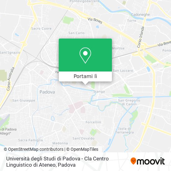 Mappa Università degli Studi di Padova - Cla Centro Linguistico di Ateneo