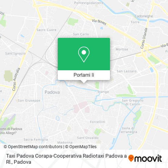 Mappa Taxi Padova Corapa-Cooperativa Radiotaxi Padova a Rl.