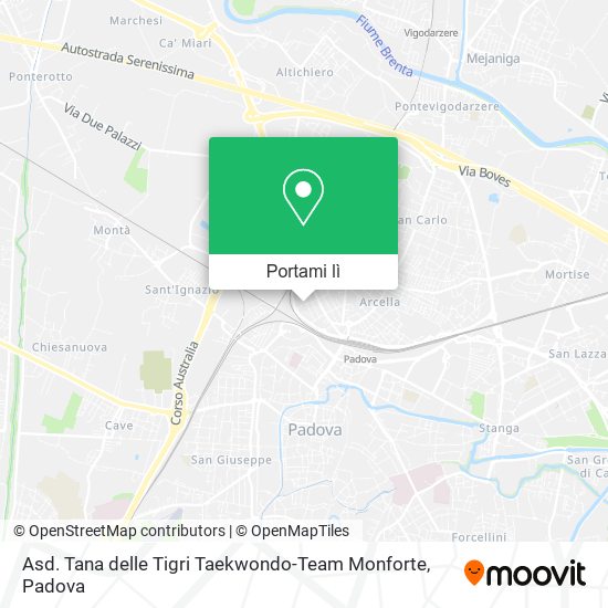 Mappa Asd. Tana delle Tigri Taekwondo-Team Monforte