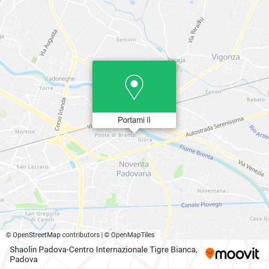 Mappa Shaolin Padova-Centro Internazionale Tigre Bianca