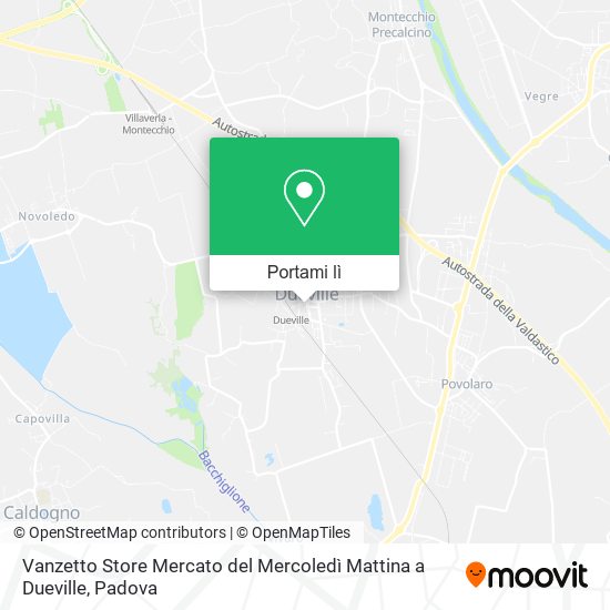 Mappa Vanzetto Store Mercato del Mercoledì Mattina a Dueville