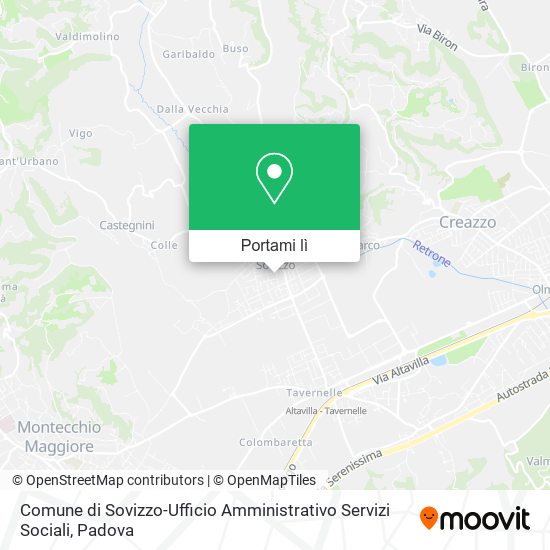 Mappa Comune di Sovizzo-Ufficio Amministrativo Servizi Sociali
