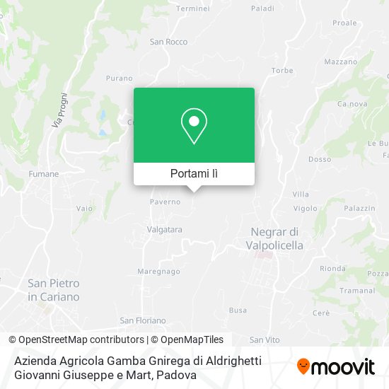 Mappa Azienda Agricola Gamba Gnirega di Aldrighetti Giovanni Giuseppe e Mart