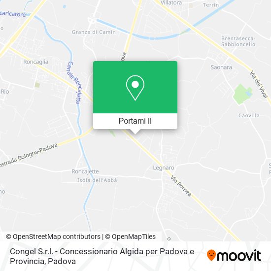 Mappa Congel S.r.l. - Concessionario Algida per Padova e Provincia