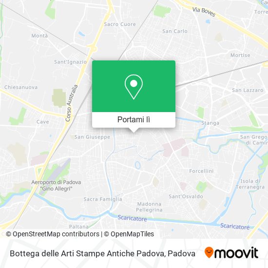 Mappa Bottega delle Arti Stampe Antiche Padova