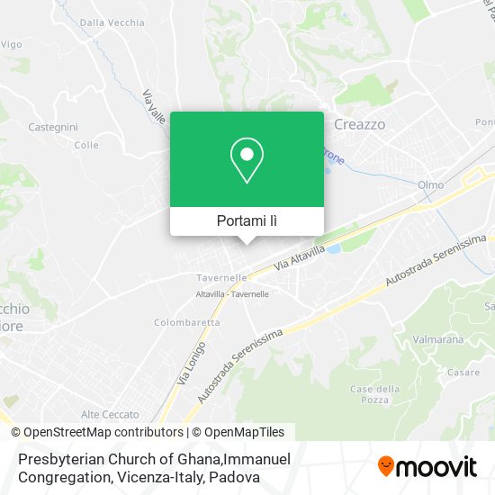 Mappa Presbyterian Church of Ghana,Immanuel Congregation, Vicenza-Italy